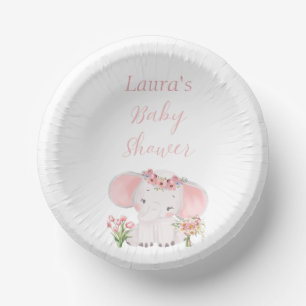Hand illustriert Adorable Elephant Baby Girl Showe Pappteller