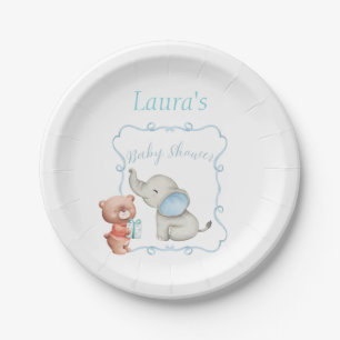 Hand-illustriert-Baby-Elephant-Babydusche Pappteller