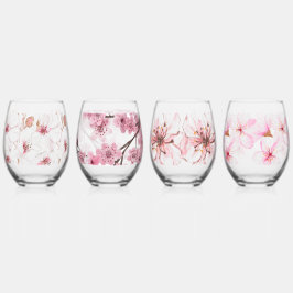Hand Illustriert Cherry Blossom drucken Weinglas Ohne Stiel