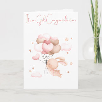 Hand illustriert "It's a Girl" Herzlichen Glückwun Karte