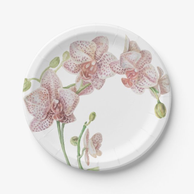 Hand Illustriert Orchid Pappteller (Vorderseite)