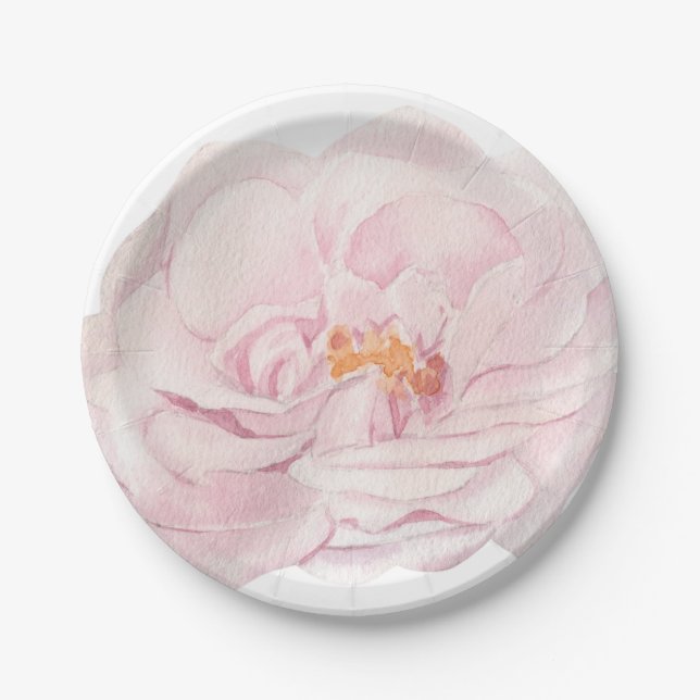Hand Illustriert Pink Peony Pappteller (Vorderseite)