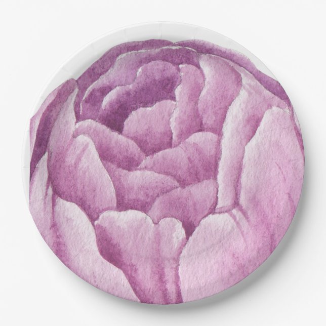 Hand Illustriert Pink Peony Pappteller (Vorderseite)