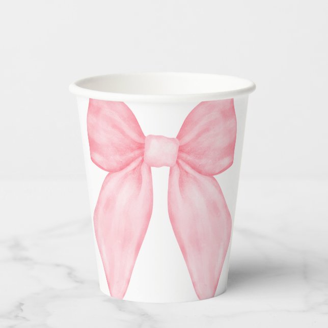 Hand-Illustriert-rosa-Schleife Pappbecher (Vorderseite)