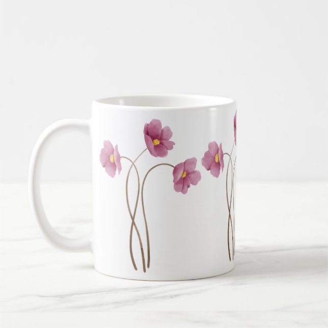 Hand Illustrierte Blume Print Tasse (Links)