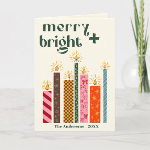 Hand-Illustrierte Merry + Helle Weihnachtskarte Feiertagskarte