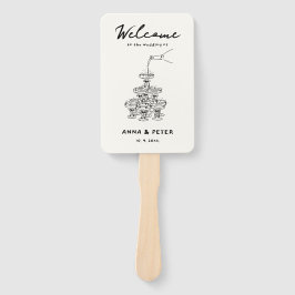 Hand-illustriertes Champagner Funny Wedding Progra Fächer