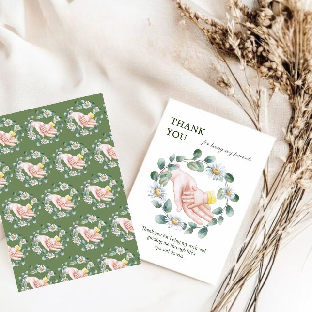 Hand in Hand Blumenkraut Vatertag Dankeskarte (Von Creator hochgeladen)