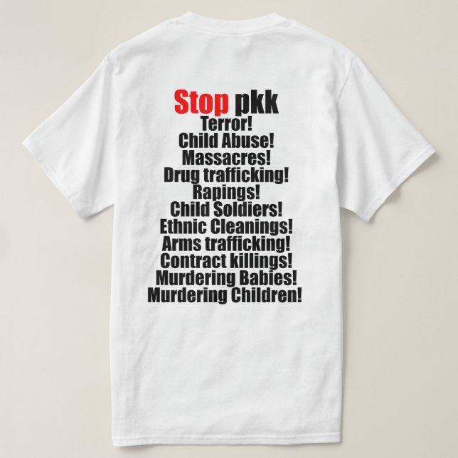 Hand in Hand gegen pkk Terrorismus T-Shirt (Design Rückseite)