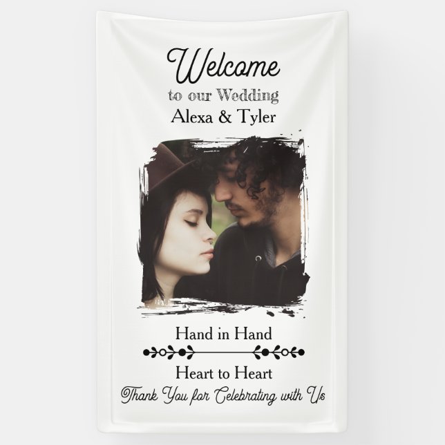 Hand in Hand, Heart to Heart | Photo Wedding Banner (Vertikal)