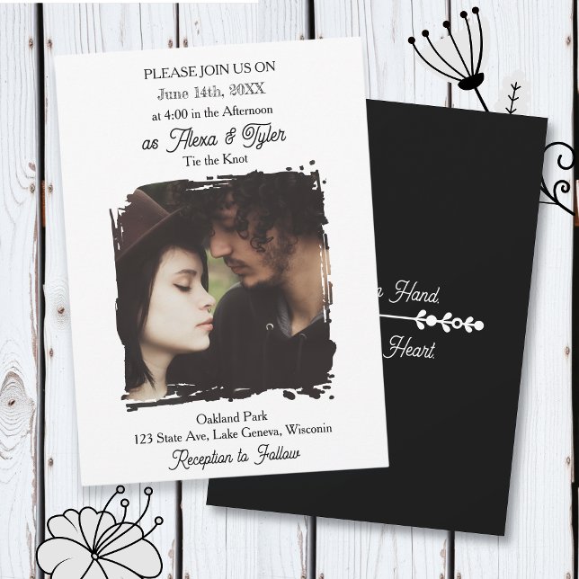 Hand in Hand, Heart to Heart | Photo Wedding Einladung (Von Creator hochgeladen)