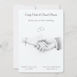 Hand in Hand Romantische Minimalistische Hochzeit Einladung