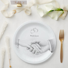 Hand in Hand Romantische Minimalistische Hochzeit Pappteller