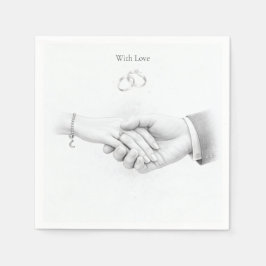 Hand in Hand Romantische Minimalistische Hochzeit Serviette