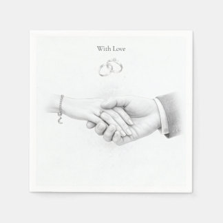Hand in Hand Romantische Minimalistische Hochzeit Serviette