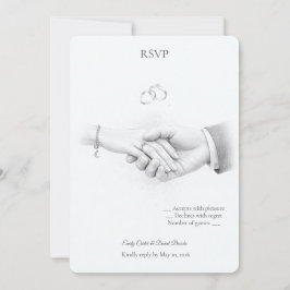 Hand in Hand Romantische Minimalistische RSVP Einladung
