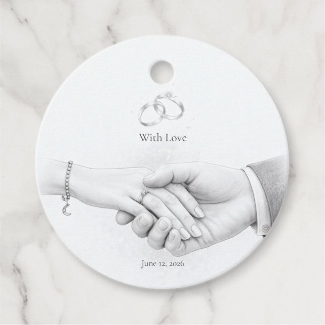 Hand in Hand Romantischer Minimalist Geschenkanhänger (Vorderseite)