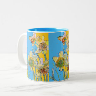 Hand lackierte gelbe Blüte Zwei- Zweifarbige Tasse