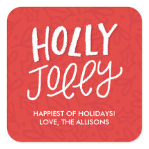 Hand Letted Holly Jolly Weihnachtskleber - Red