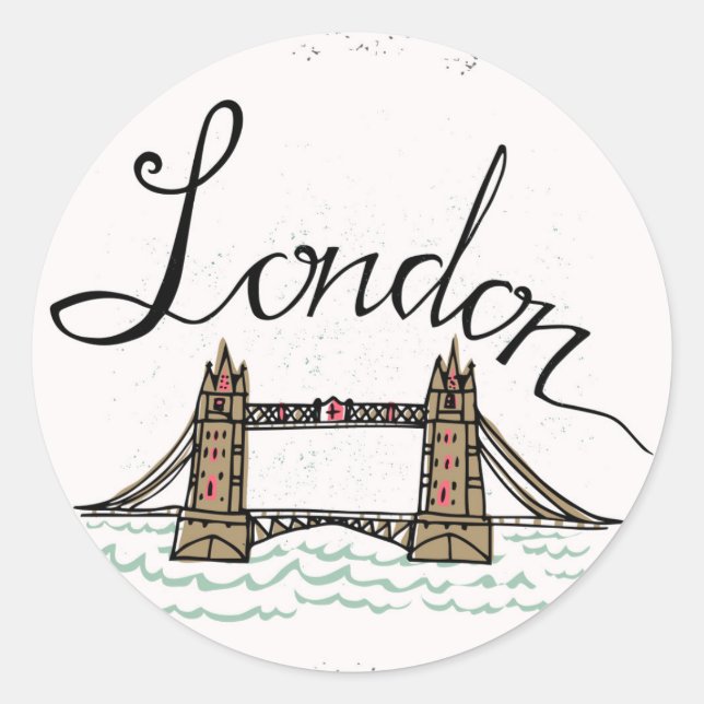 Hand Letted London Bridge Runder Aufkleber (Vorderseite)