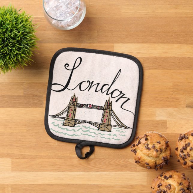 Hand Letted London Bridge Topflappen (Oben Unten)