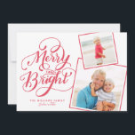 Hand Letted Merry and Bright Christmas Snapshots Feiertagskarte<br><div class="desc">Moderne Weihnachtskarte mit unserem exklusiven handgeschriebenen Typografie-Kunstwerk "Merry and Bright"</div>