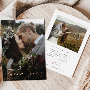 Hand Letter 2 Foto Hochzeit Danke Foil Card Folieneinladung