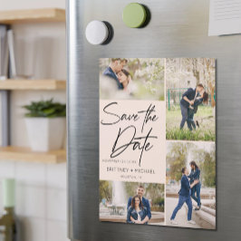 Hand Letter Collage Save the Date rot pink Magnetkarte