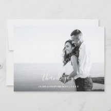 Hand Letter Wedding Foto Card - White Script