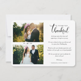 Hand Lettered Chic 2 Photos Bride & Groom Collage Dankeskarte
