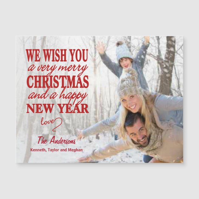 Hand Lettered Christmas Full Foto Magnet (Vorderseite)