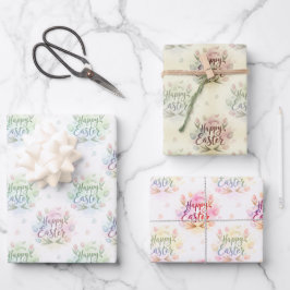 Hand-Lettered Happy Easter Watercolor Geschenkpapier Set