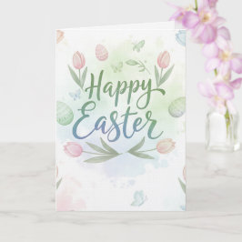 Hand-Lettered Happy Easter Watercolor Greeting  Karte