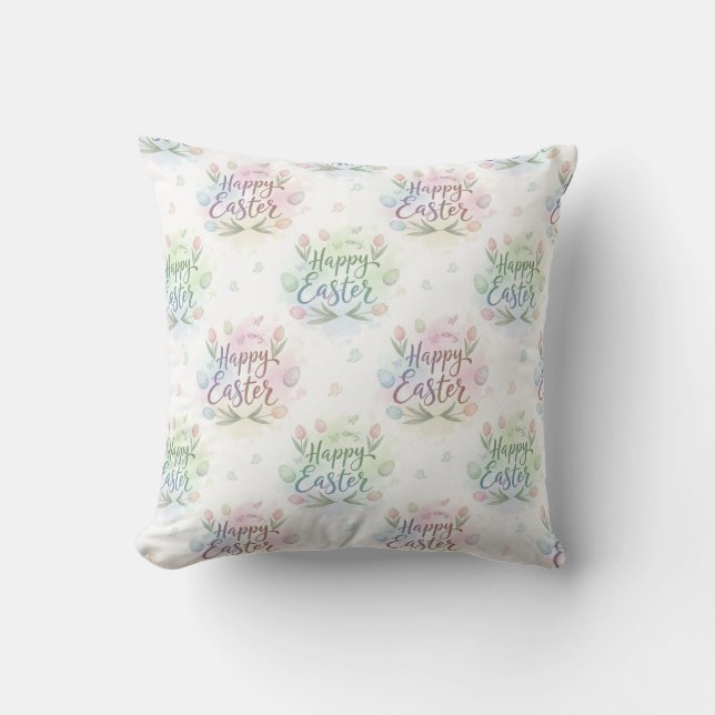 Hand-Lettered Happy Easter Watercolor Kissen (Vorderseite)