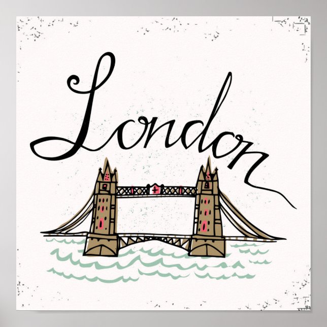 Hand Lettered London Bridge Poster (Vorne)