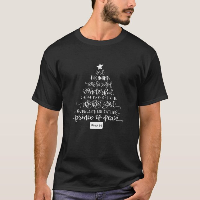Hand Lettered Names Of God Jesus | Christmas Tree T-Shirt (Vorderseite)