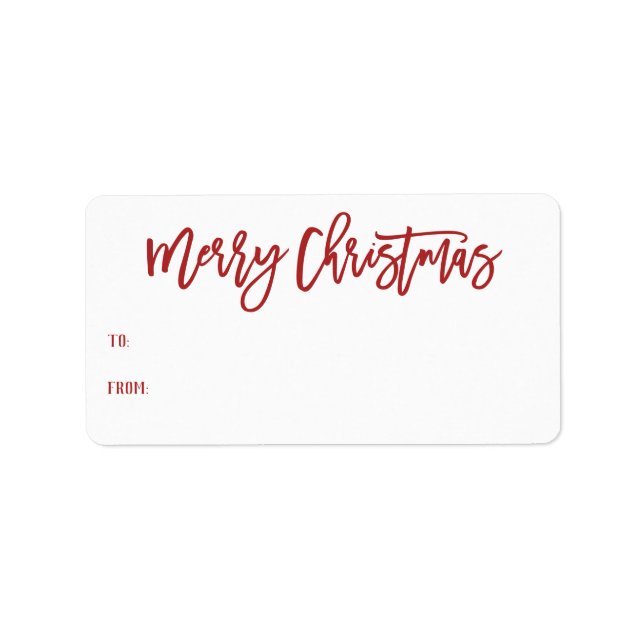 Hand Lettered Red Merry Weihnachtskript Geschenk Adressaufkleber (Vorne)