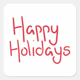 Hand-lettered script red Happy Holidays Quadratischer Aufkleber