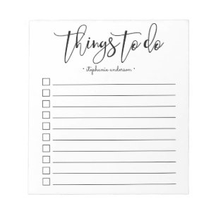 Hand-Lettered Things to Do Personalized Notizblock