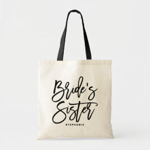 Hand Lettering Bride's Sister Custom Tote Bag