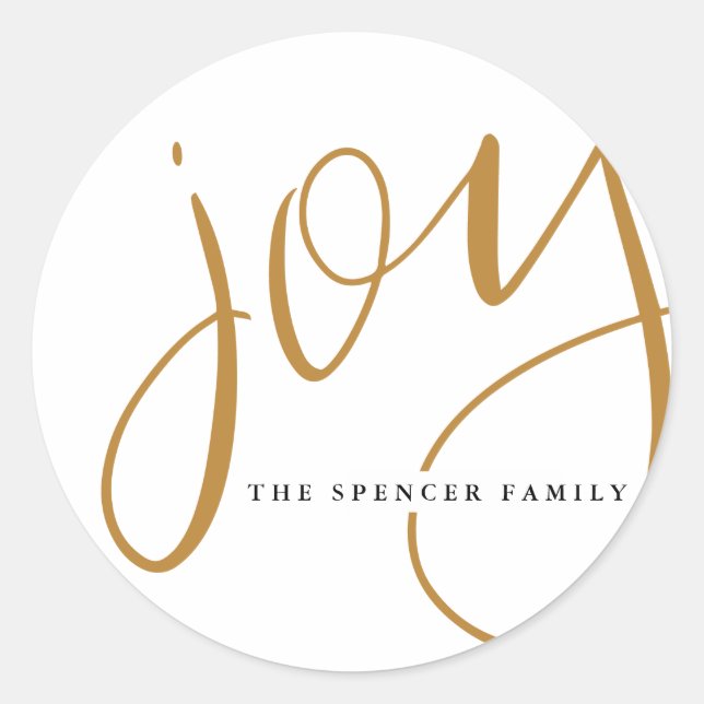 Hand Letters Joy Individuelle Name Runder Aufkleber (Vorderseite)