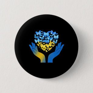 Hand-Liebe-Schmetterling Ukrainische Fahne zum Abb Button