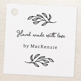 Hand Made With Love Botanical Leaf Art Price Tag Geschenkanhänger