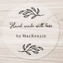 Hand Made With Love Personalized Botanical Leaf 