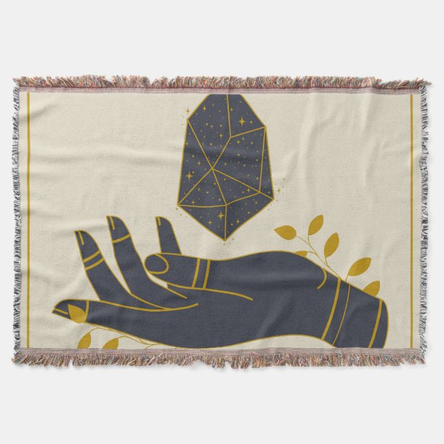 Hand mit Heilkristall Decke (Vorderseite)