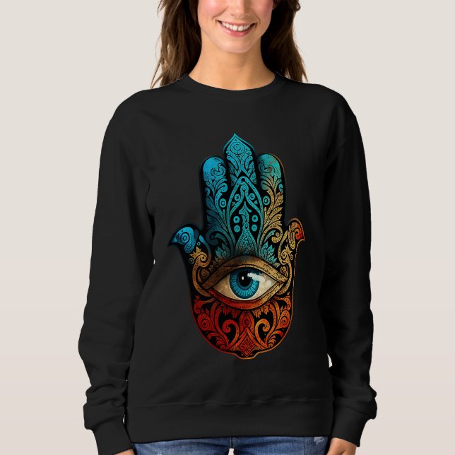 Hand of Hamsa evil eye protection Sweatshirt (Vorderseite)