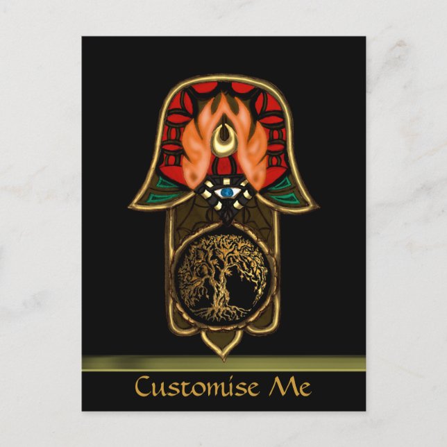 Hand of Hamsa feat: Tree of Life Postkarte (Vorderseite)