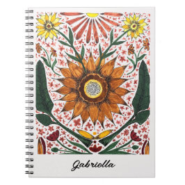 Hand Painted Abstract Floral Off White Background Notizblock