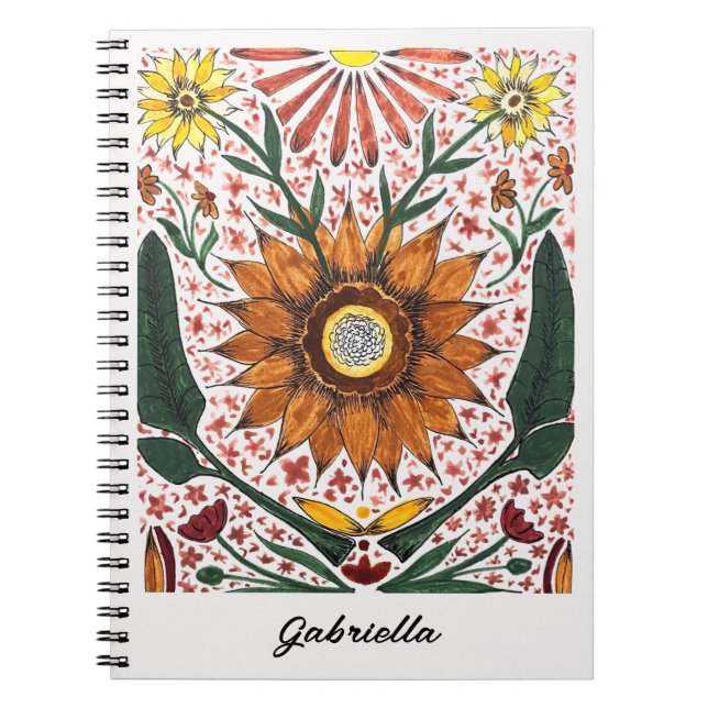 Hand Painted Abstract Floral Off White Background Notizblock (Vorderseite)