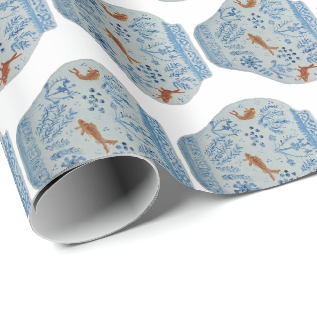 Hand Painted Blue and White Ginger Jar Geschenkpapier (Rolleneckpunkt)